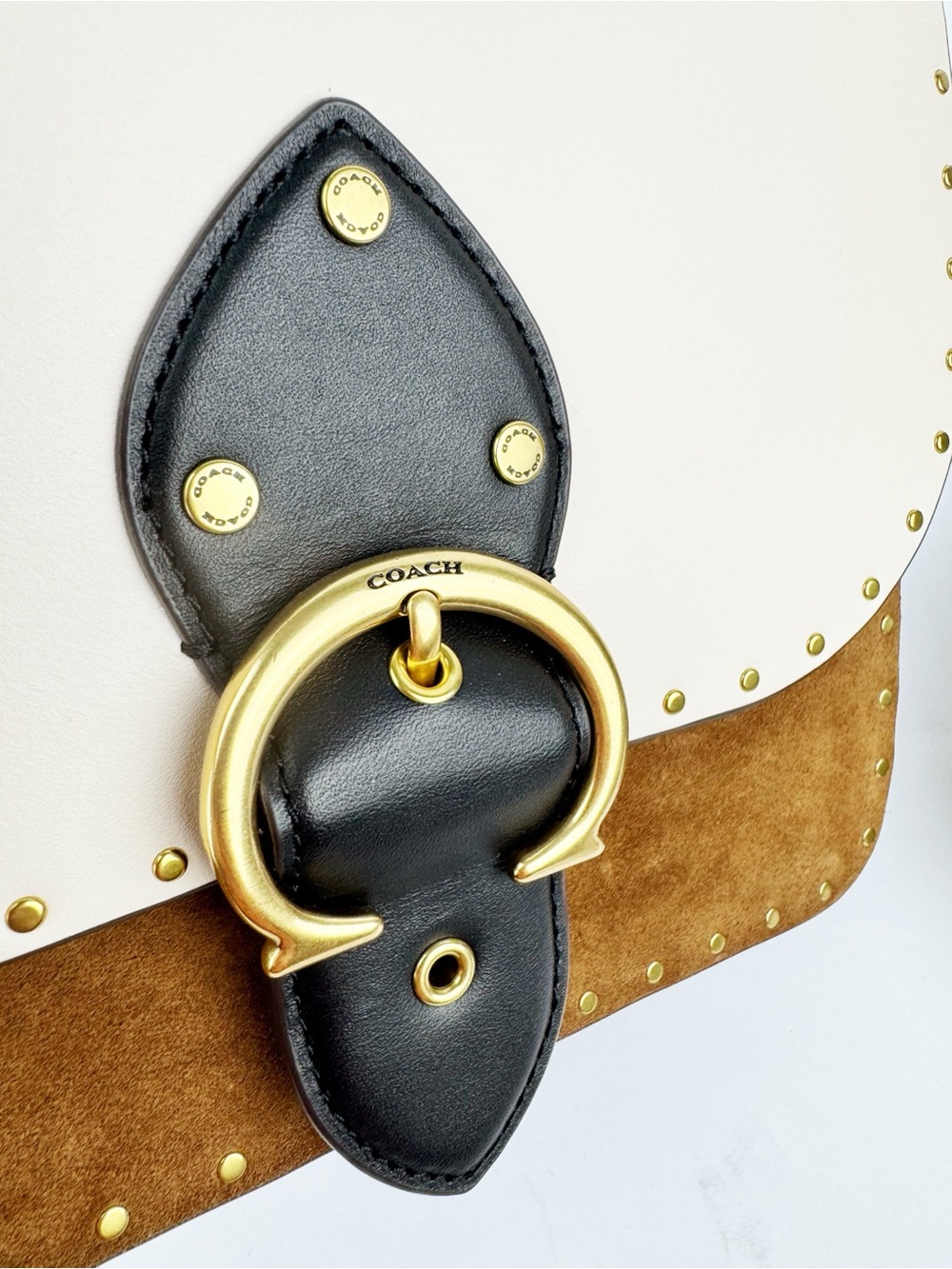 Coach Beat Bag Crossbody Bag Mixed Leather with Chain Shoulder Purse - Picture 6 of 11